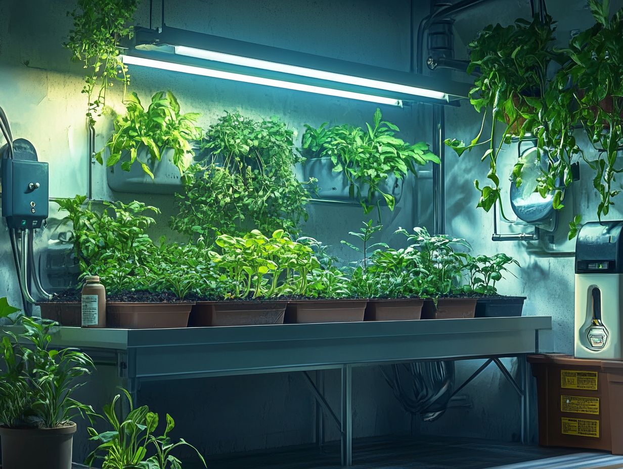 Illustration of overcrowded plants in a hydroponic garden