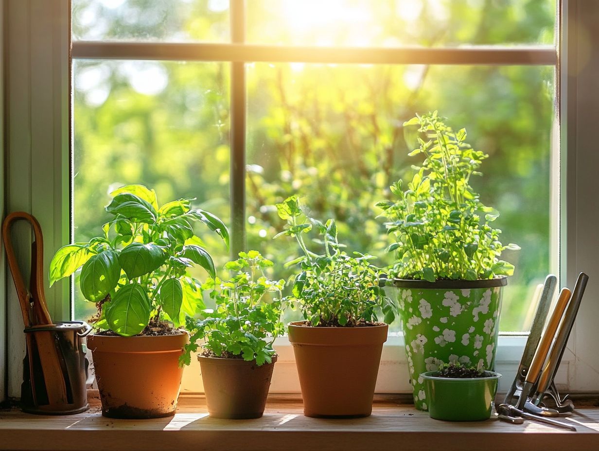 An infographic of five best herbs for hydroponic window gardens.