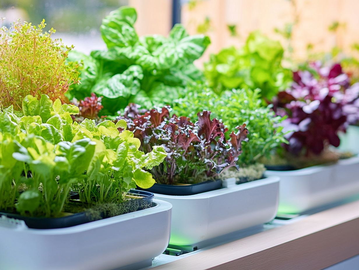 A vibrant display of various plants suitable for hydroponic gardening