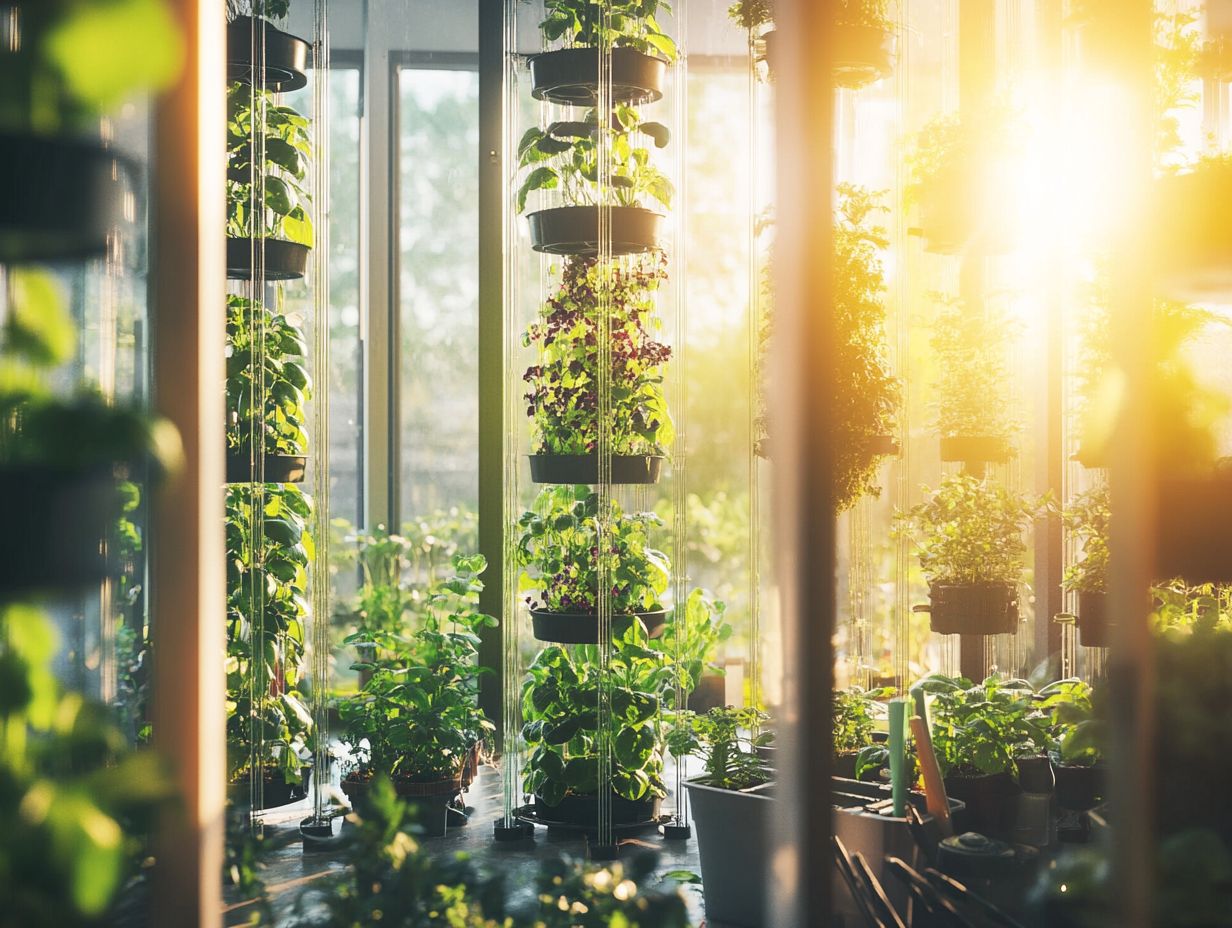 Indoor garden with hydroponic system showcasing growing plants