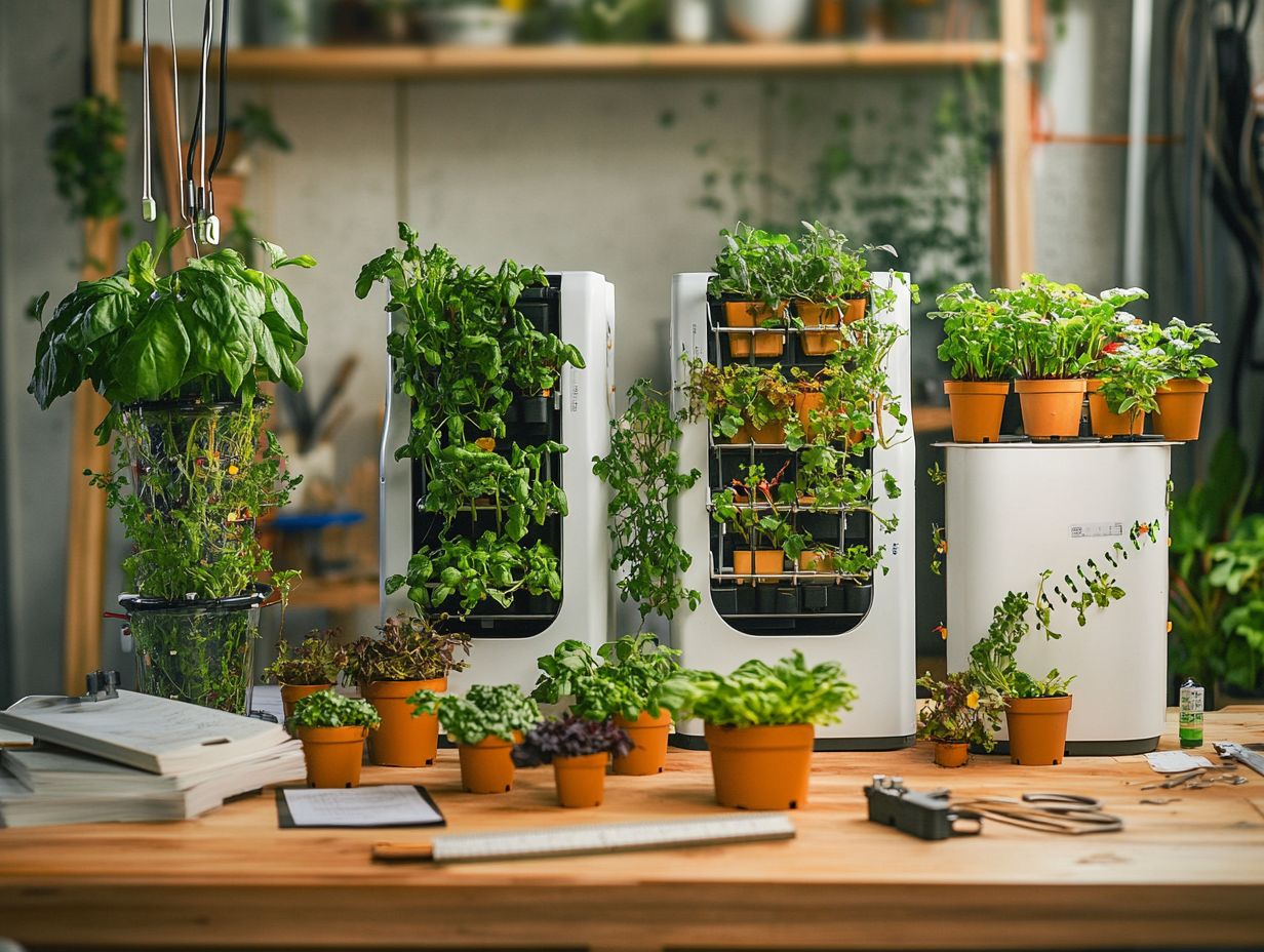 Visual comparison of different DIY hydroponic systems.