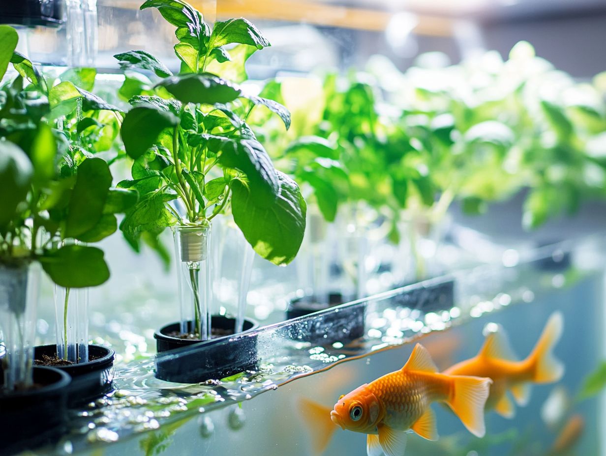 Illustration of a hydroponic system with fish