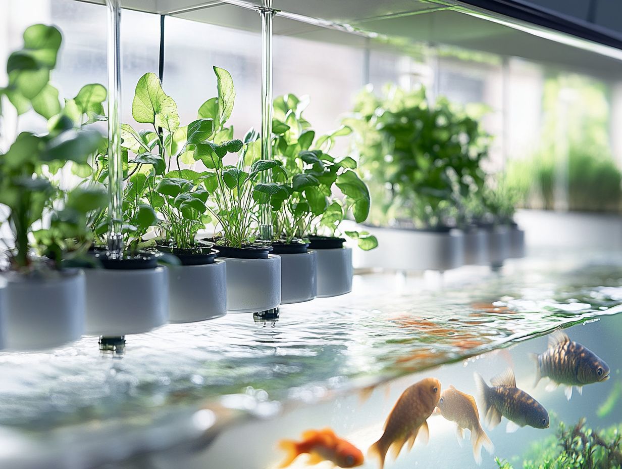 A gardener harvesting fresh vegetables from an aquaponics system