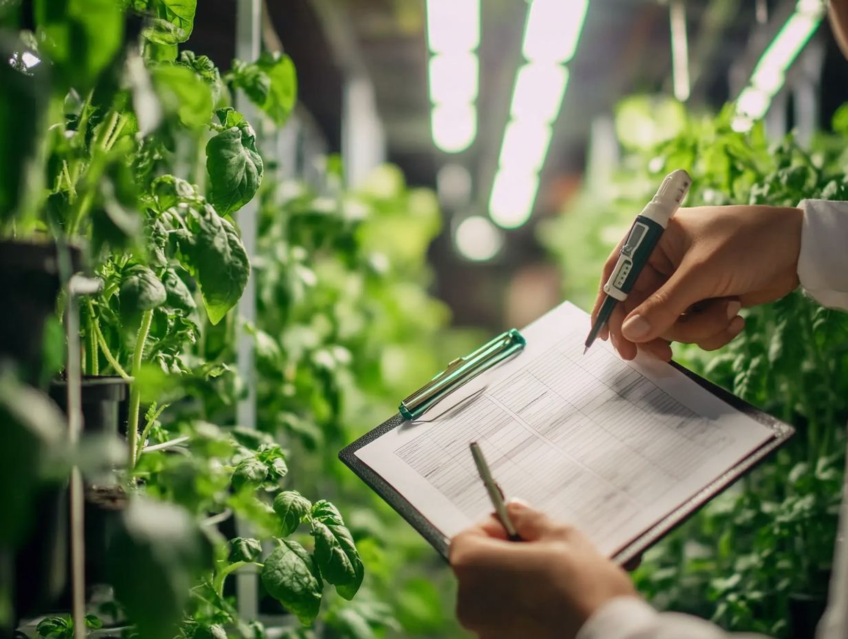 Illustration showing symptoms of nutrient deficiencies in hydroponic plants