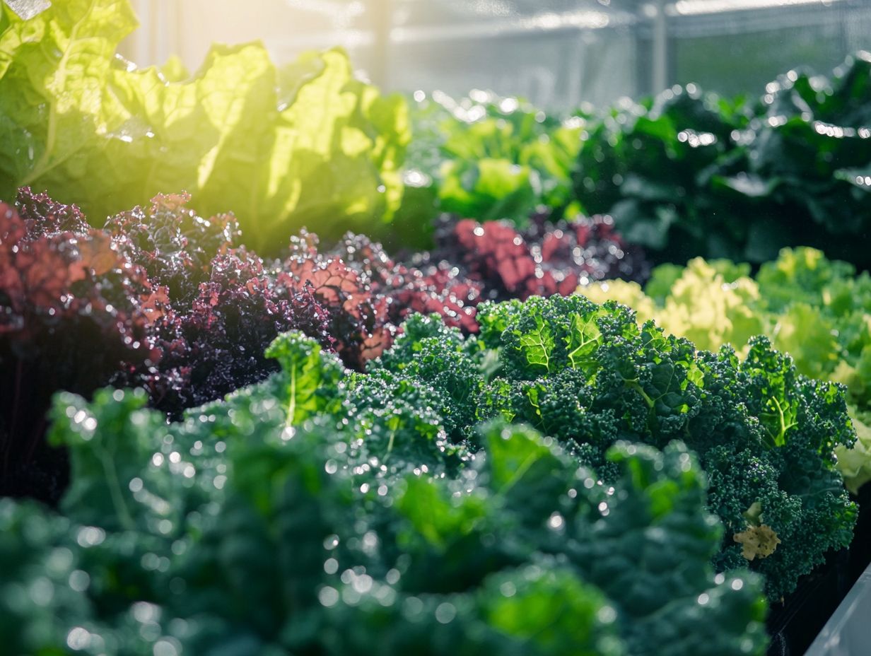 Various Delicious Hydroponic Kale Varieties on Display