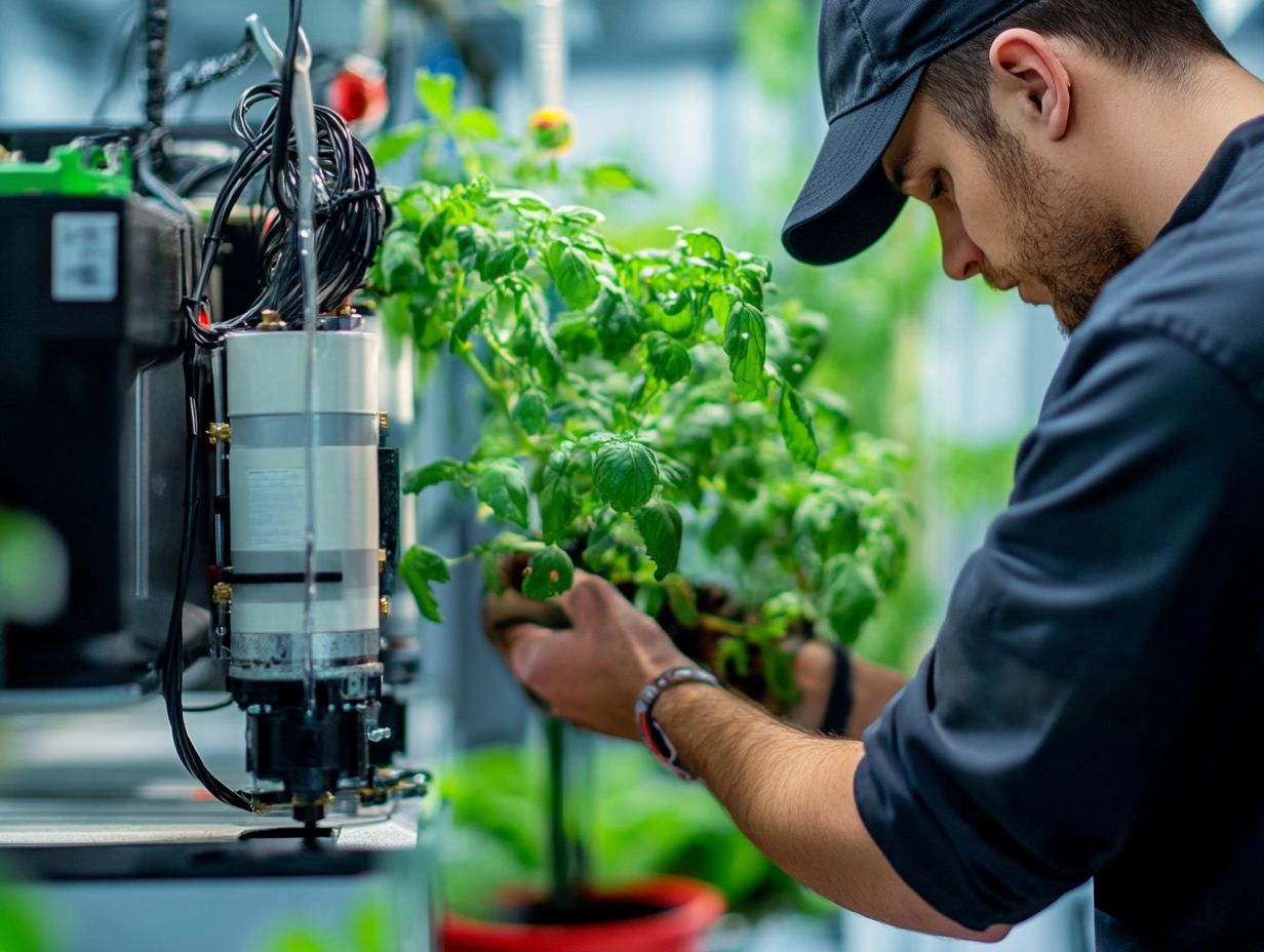 A hydroponic air pump experiencing common issues such as clogs and leaks