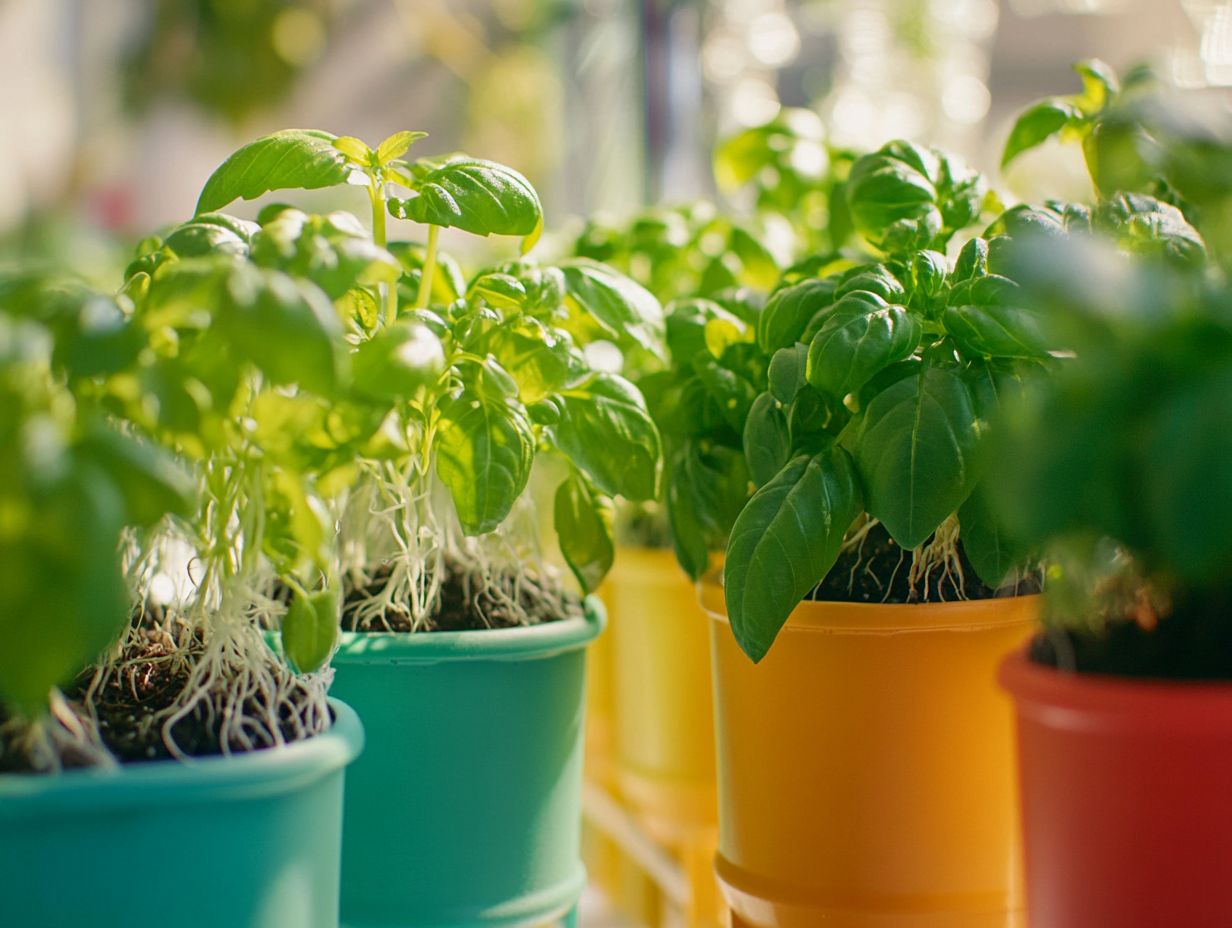 Herbs thriving in hydroponic gardens