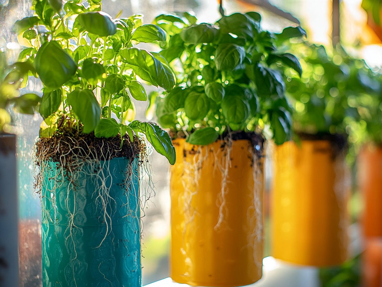 Fresh herbs thriving in a hydroponic garden setup