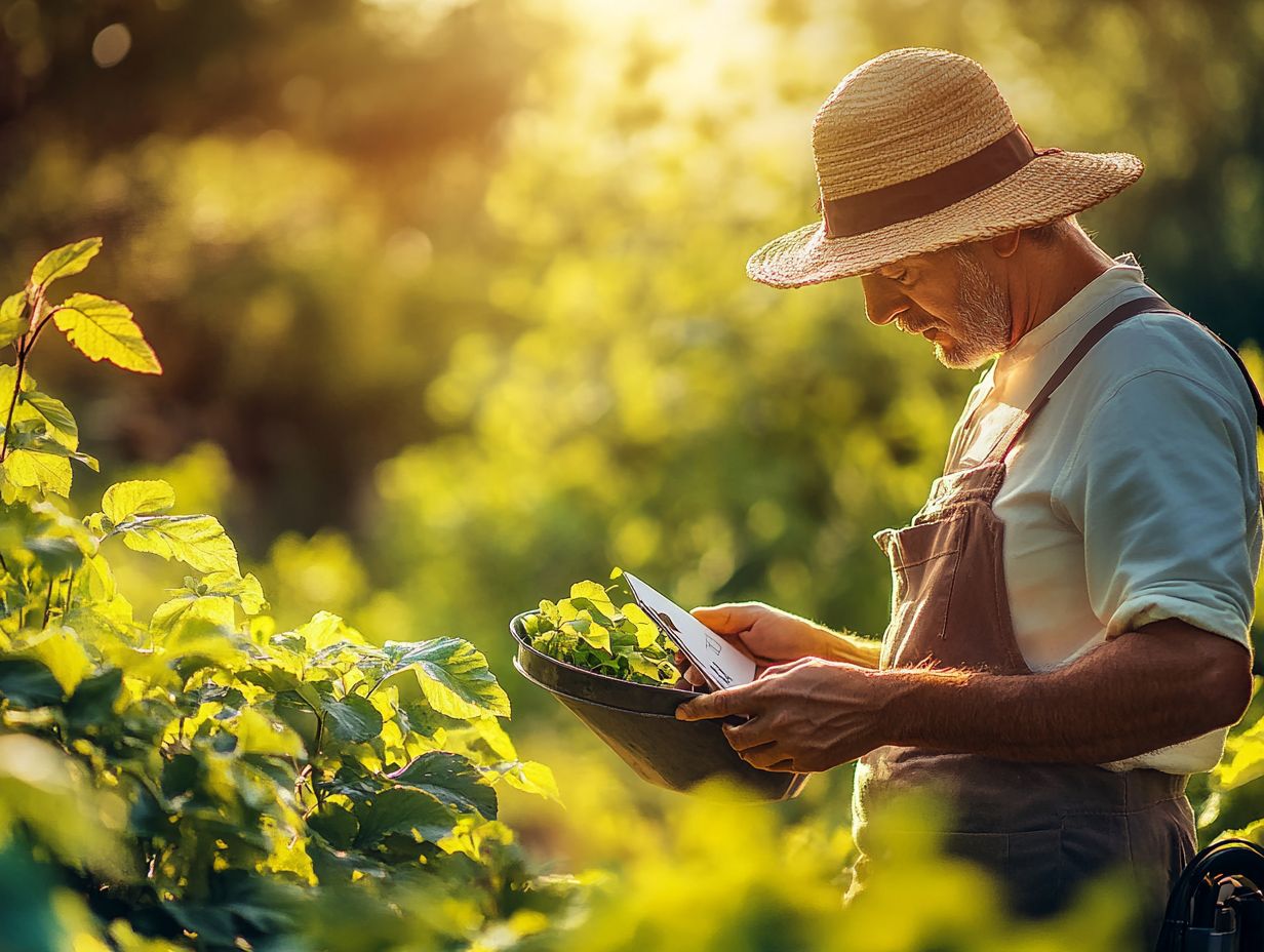 A gardener checking cannabis plants for nutrient absorption