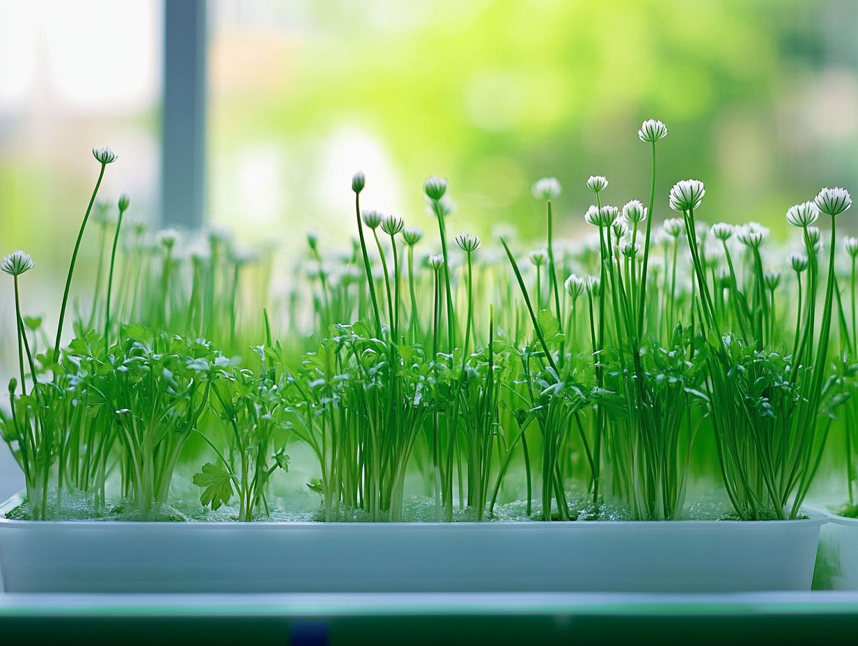 Visual guide to essentials for growing hydroponic chives.