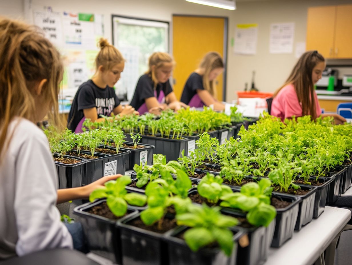 A classroom engaging students in hydroponics