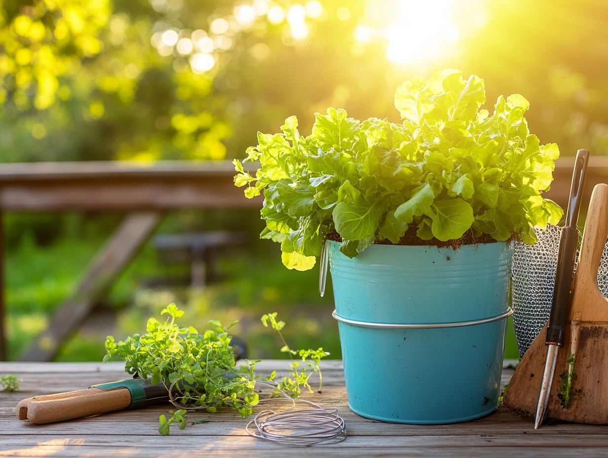 Visual guide on making a hydroponic garden in a bucket.