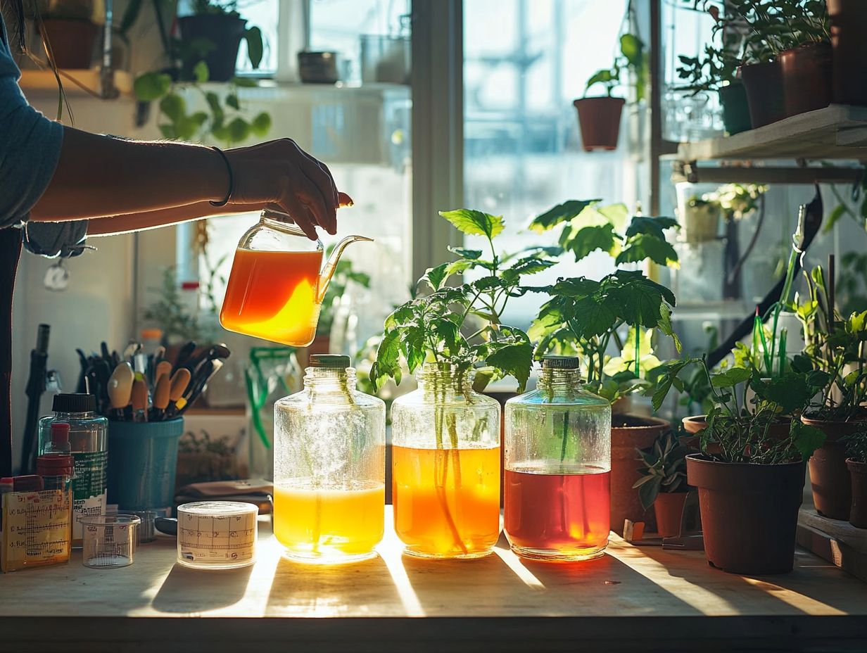 A variety of tools used for mixing hydroponic nutrient solutions