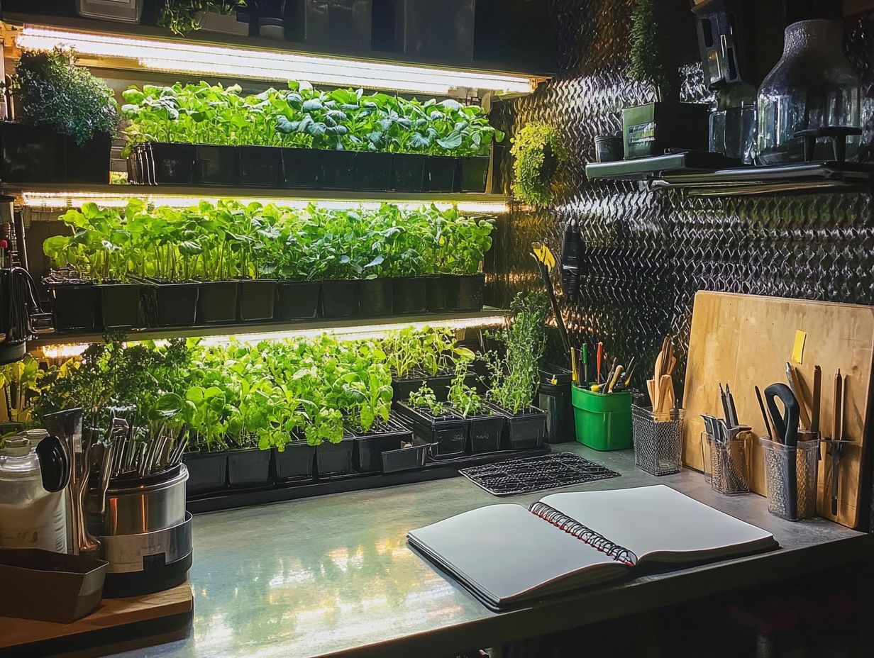 Illustration of a DIY hydroponic setup showing its components