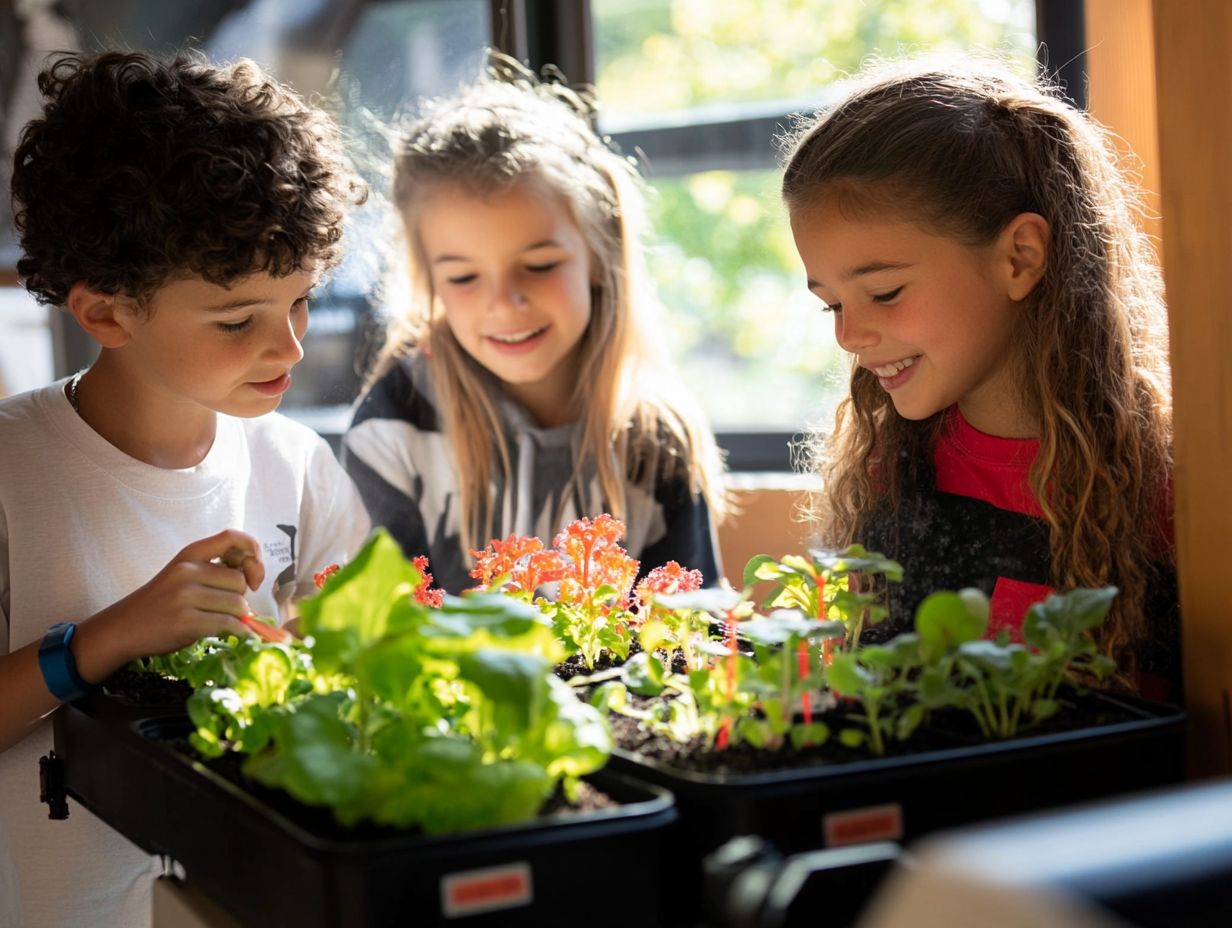 Image of a hydroponic setup with children learning