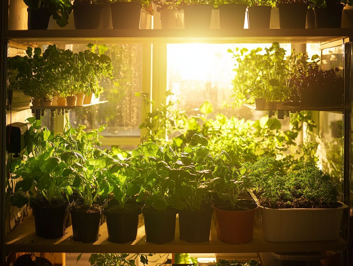 Person tending to a thriving hydroponic garden