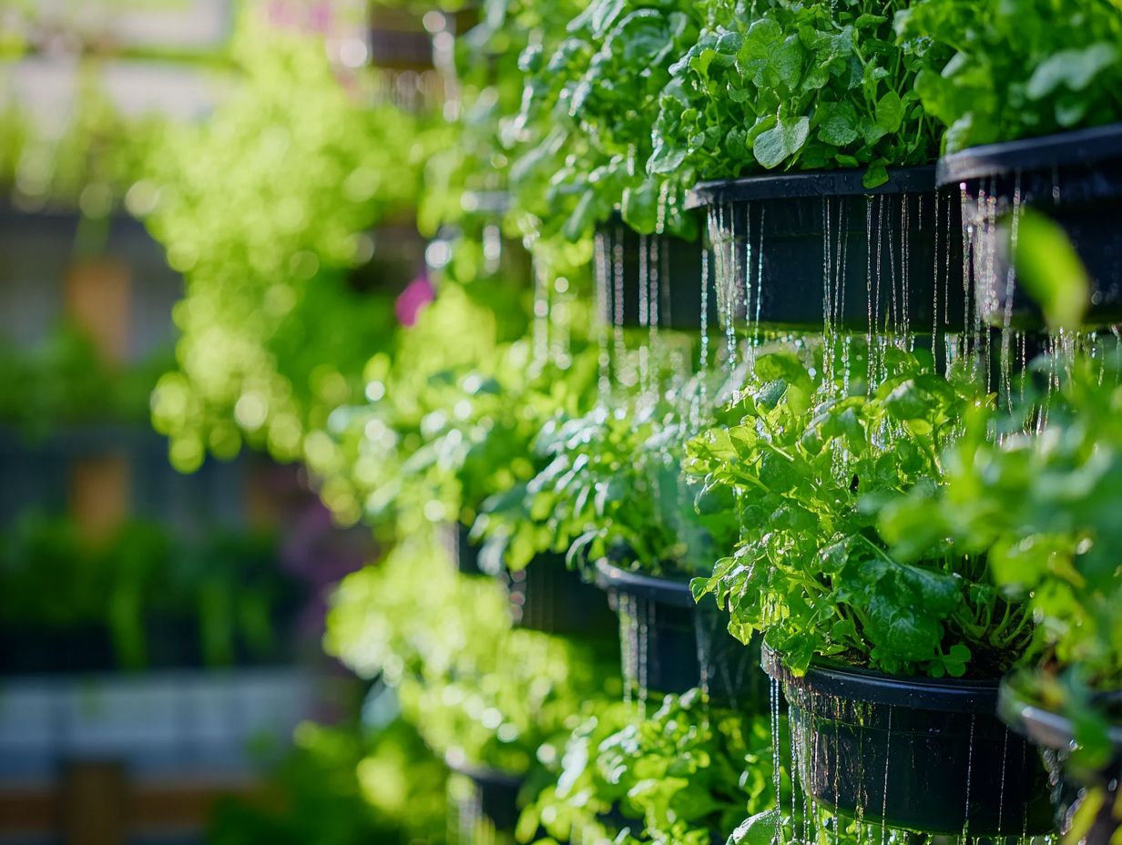 A hydroponic tower system showcasing various plants.