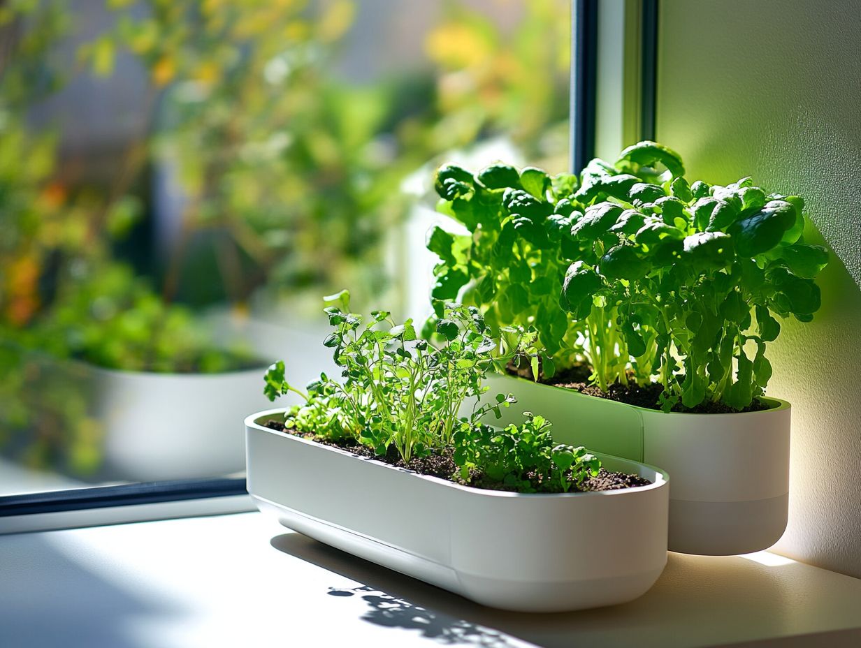 Freshly grown leafy greens in a hydroponic setup