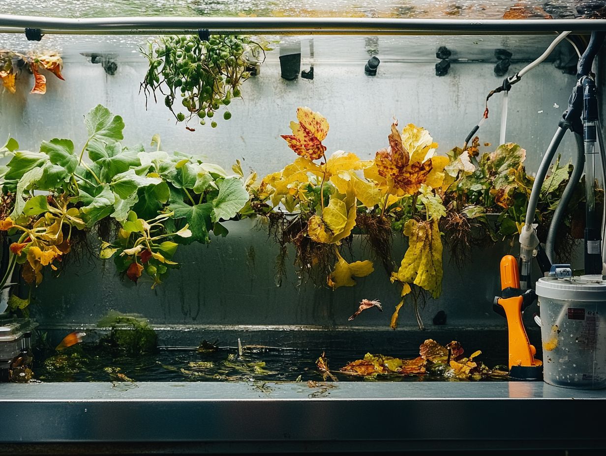 Diagram showing signs of hydroponic system maintenance