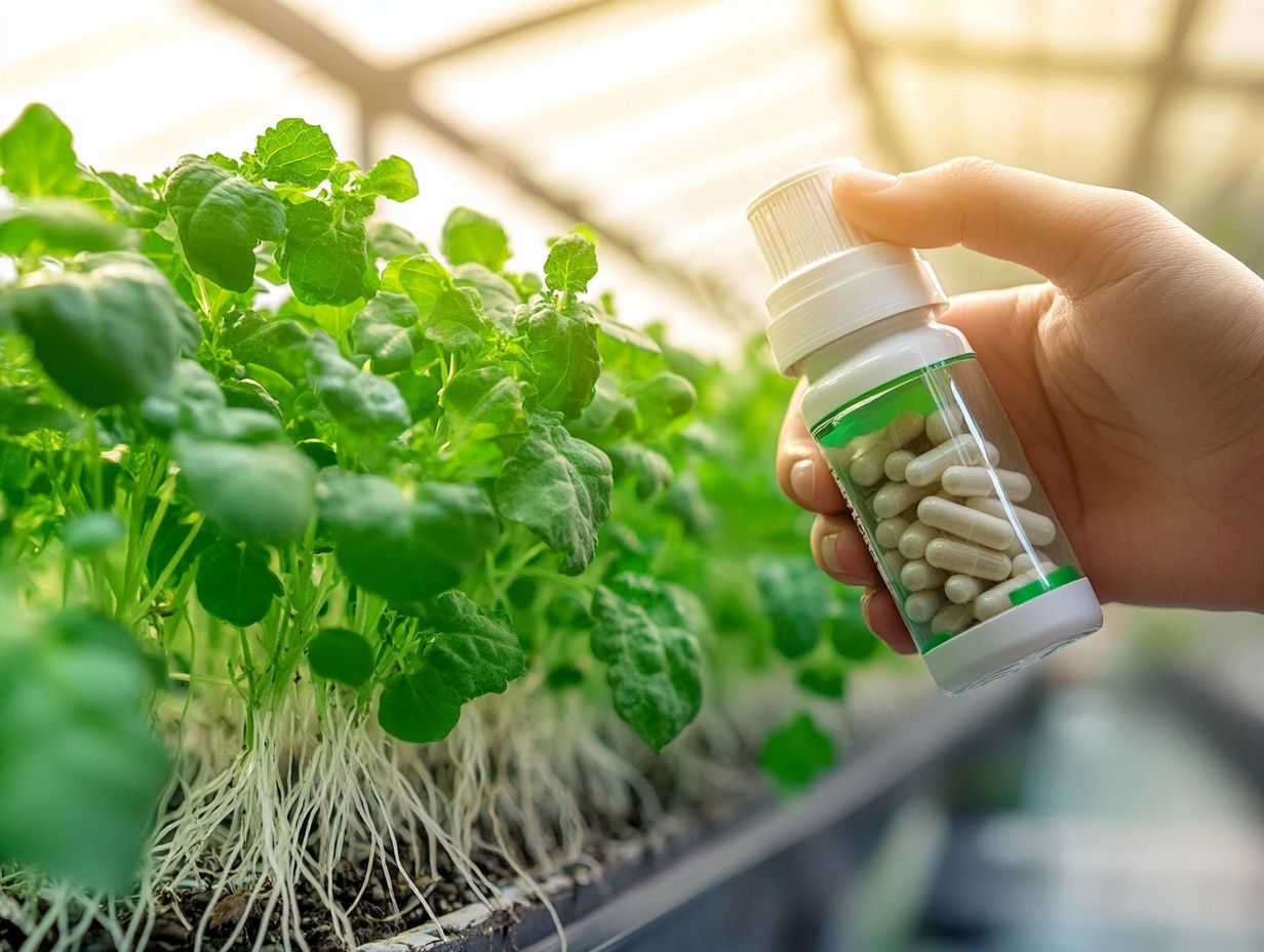 Illustration showing symptoms of magnesium deficiency in hydroponic plants