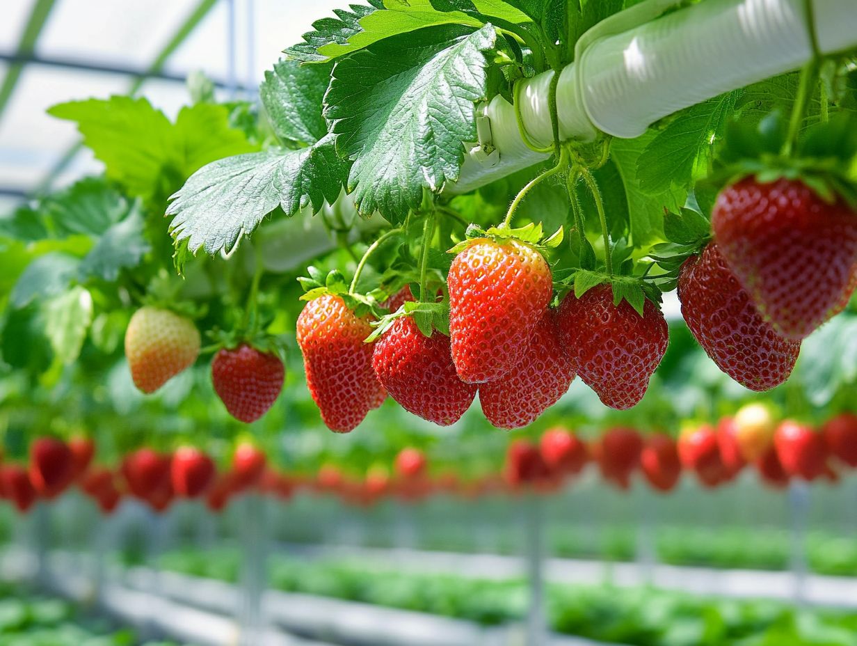 Visual guide to managing pests and diseases in hydroponic strawberries.