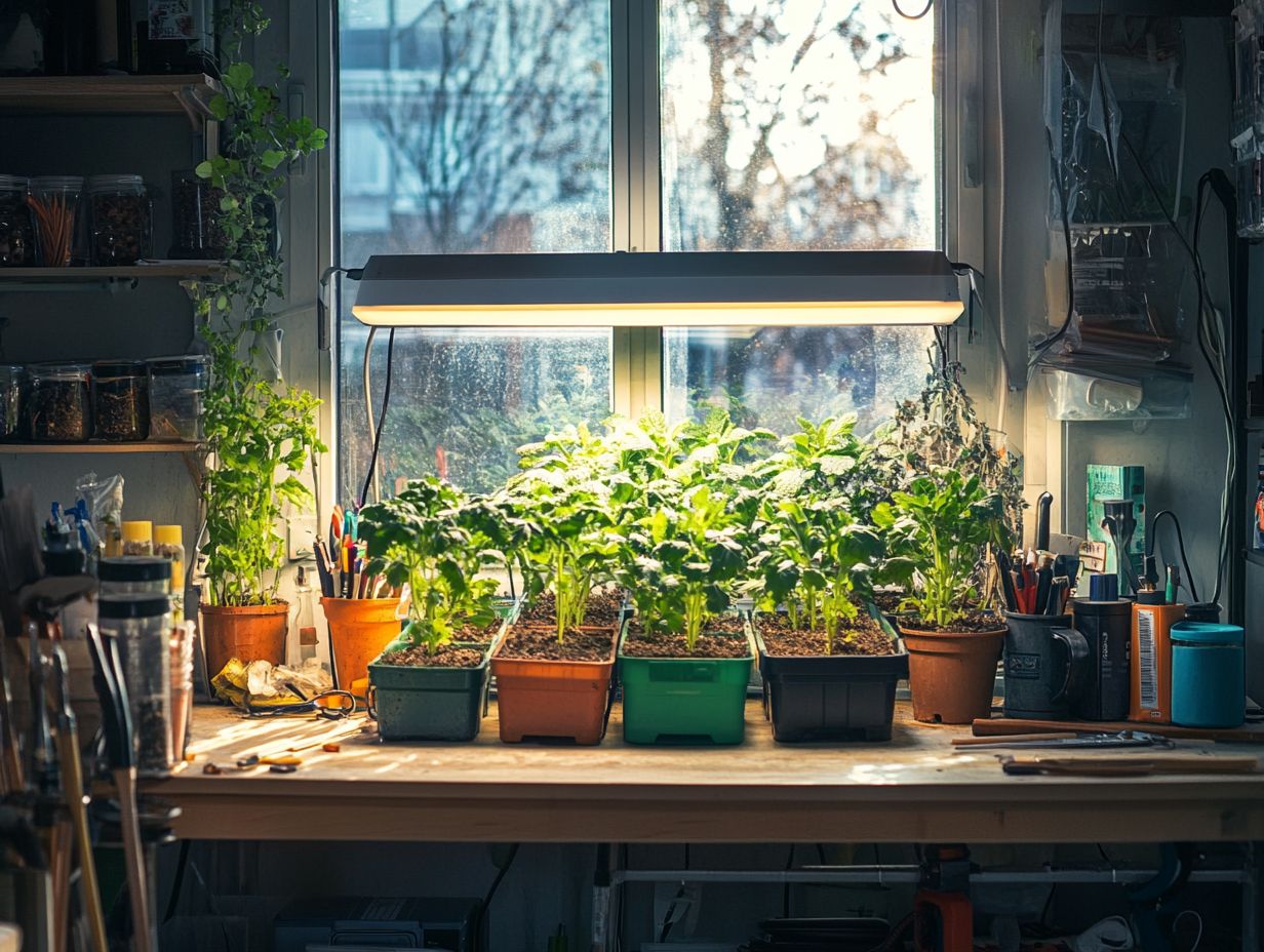 Diagram showing different types of hydroponic lighting.