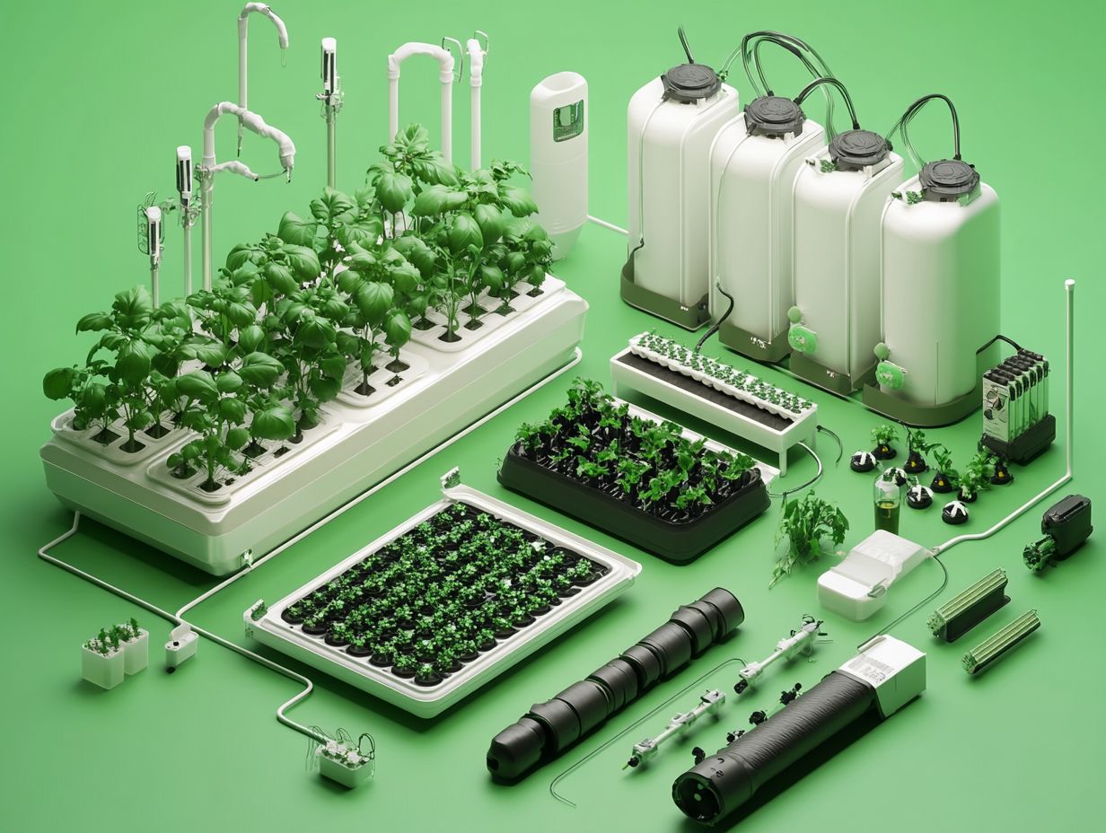 Diagram showing components of a hydroponic system