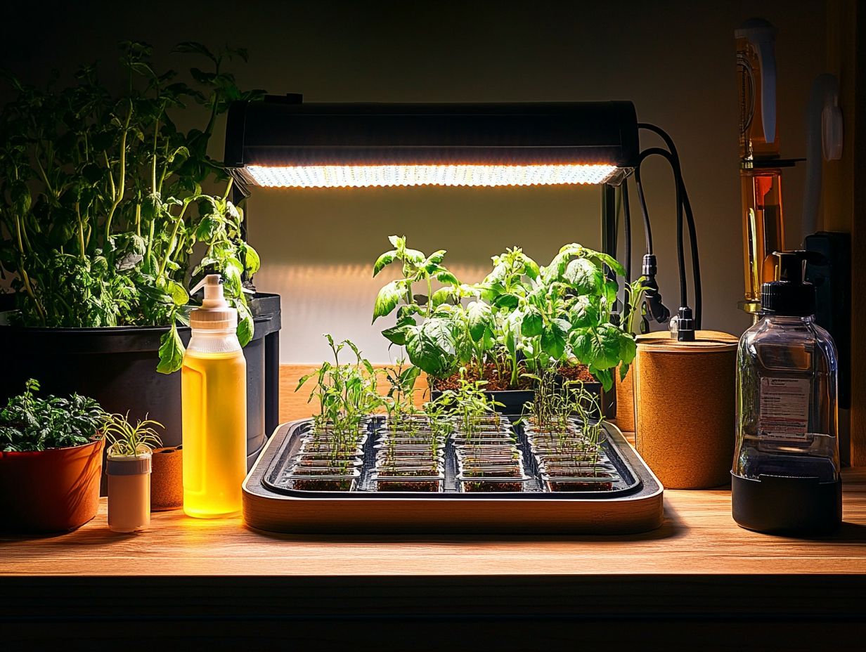 Visual overview of essential tools for hydroponic gardening